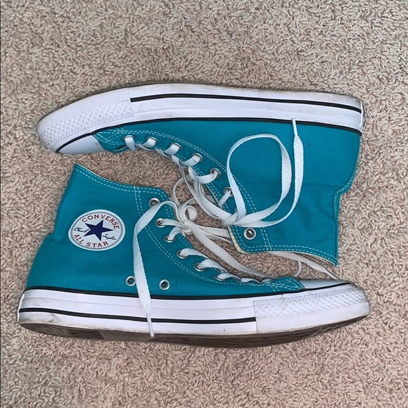 teal high top converse